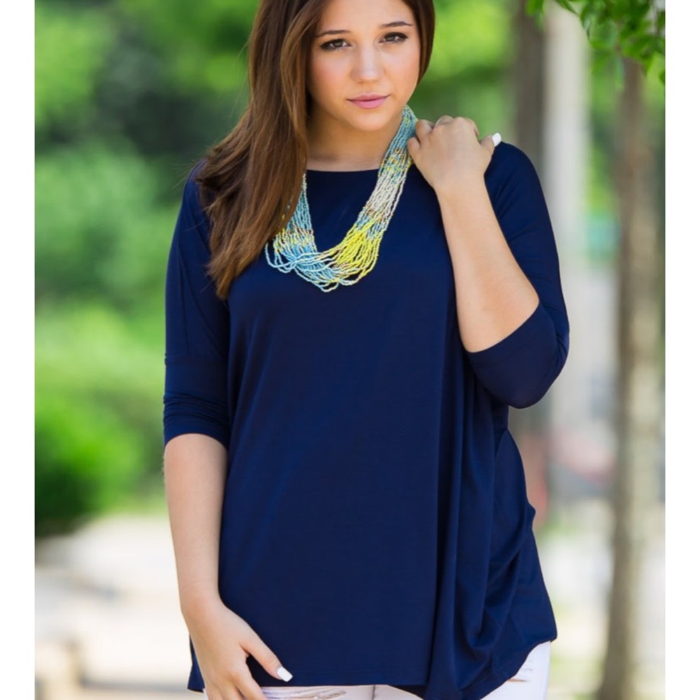 Navy 3/4 sleeve piko BOGO item